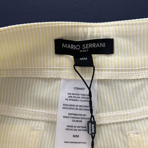 Mario Serrani Pants Womens Medium Seersucker Yellow Stretch Capri‎ Pullon - Picture 9 of 14